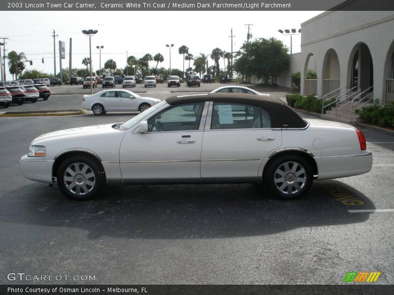 Ceramic White Tri Coat / Medium Dark Parchment/Light Parchment 2003 Lincoln Town Car Cartier