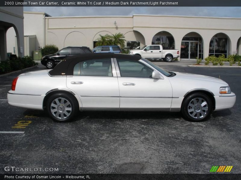 Ceramic White Tri Coat / Medium Dark Parchment/Light Parchment 2003 Lincoln Town Car Cartier