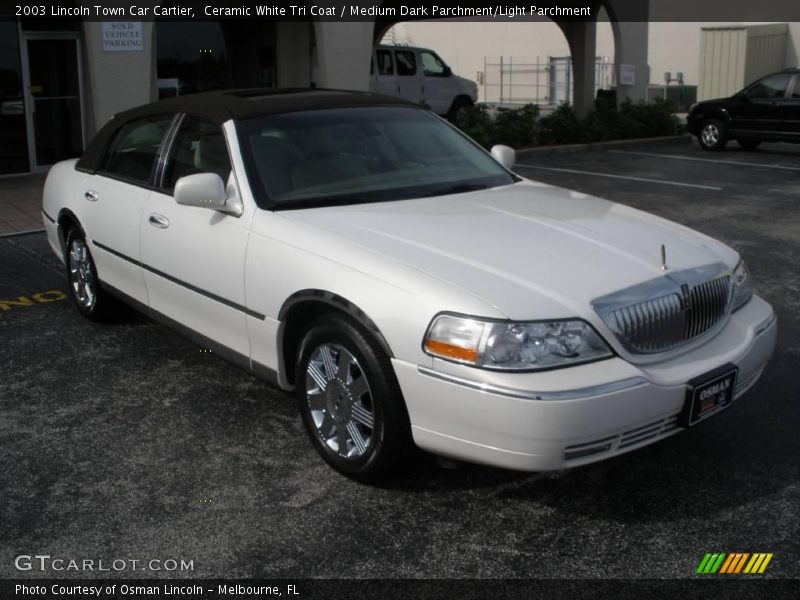 Ceramic White Tri Coat / Medium Dark Parchment/Light Parchment 2003 Lincoln Town Car Cartier