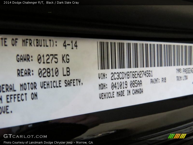 Black / Dark Slate Gray 2014 Dodge Challenger R/T
