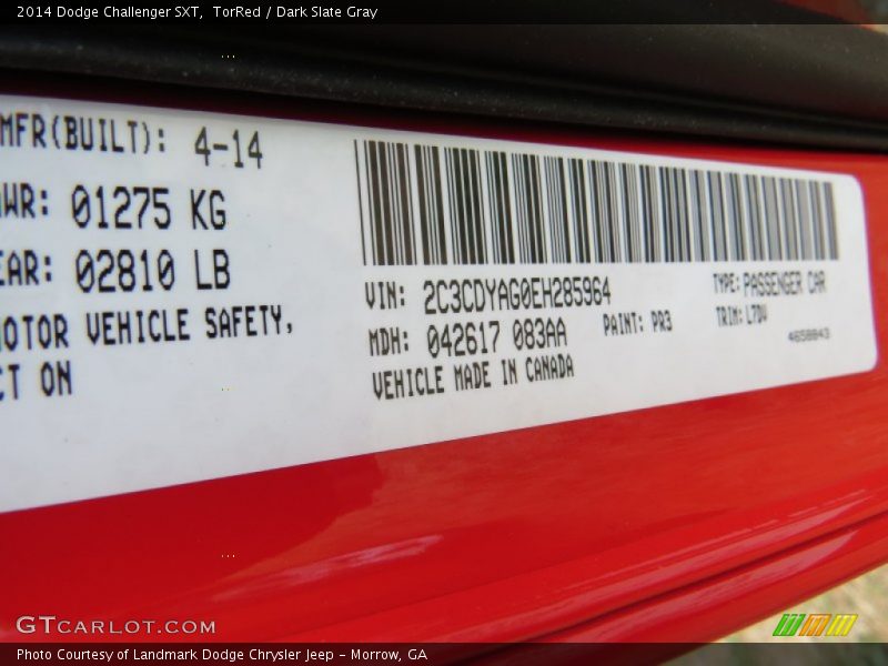 TorRed / Dark Slate Gray 2014 Dodge Challenger SXT