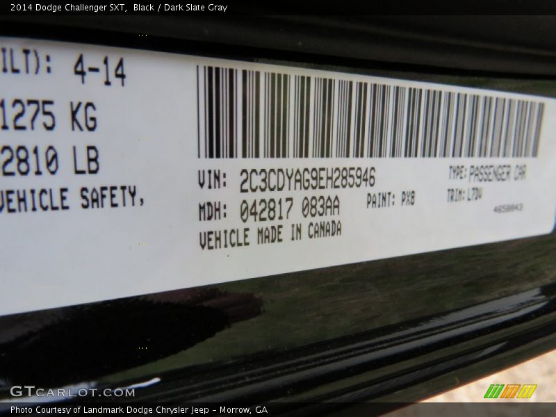 Black / Dark Slate Gray 2014 Dodge Challenger SXT