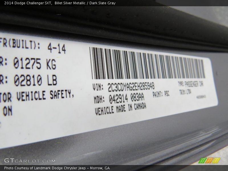 Billet Silver Metallic / Dark Slate Gray 2014 Dodge Challenger SXT