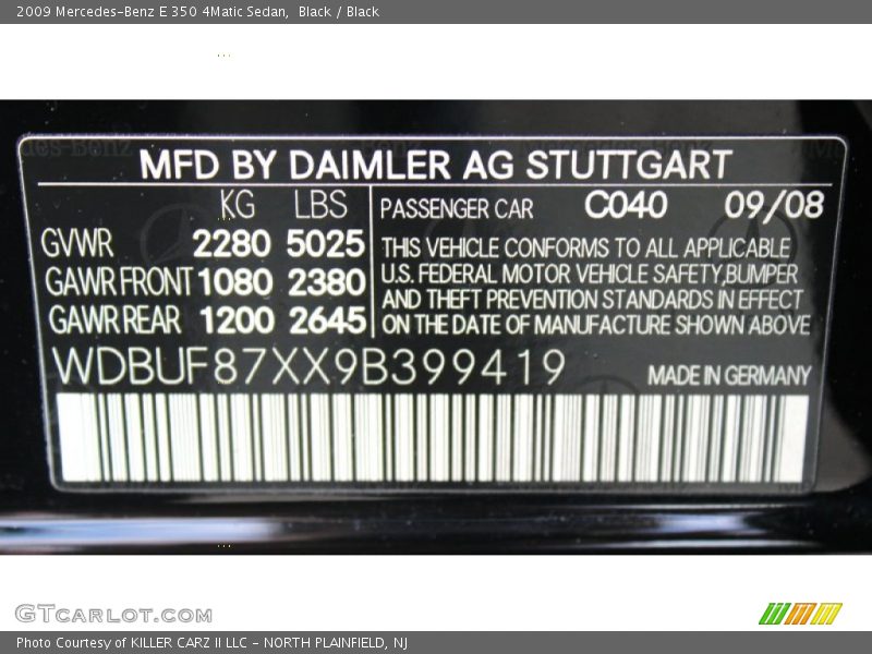 Black / Black 2009 Mercedes-Benz E 350 4Matic Sedan