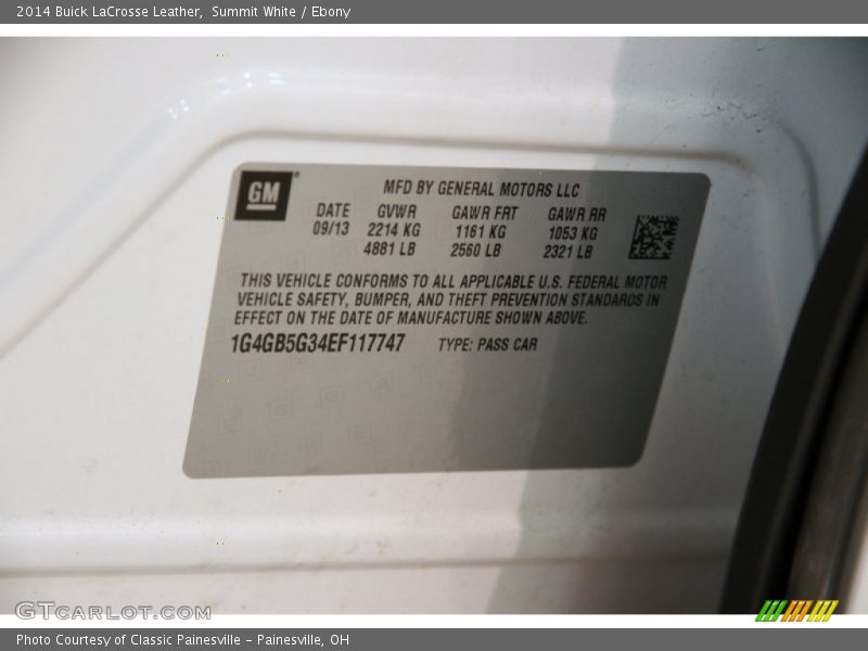 Summit White / Ebony 2014 Buick LaCrosse Leather