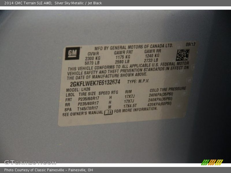 Silver Sky Metallic / Jet Black 2014 GMC Terrain SLE AWD