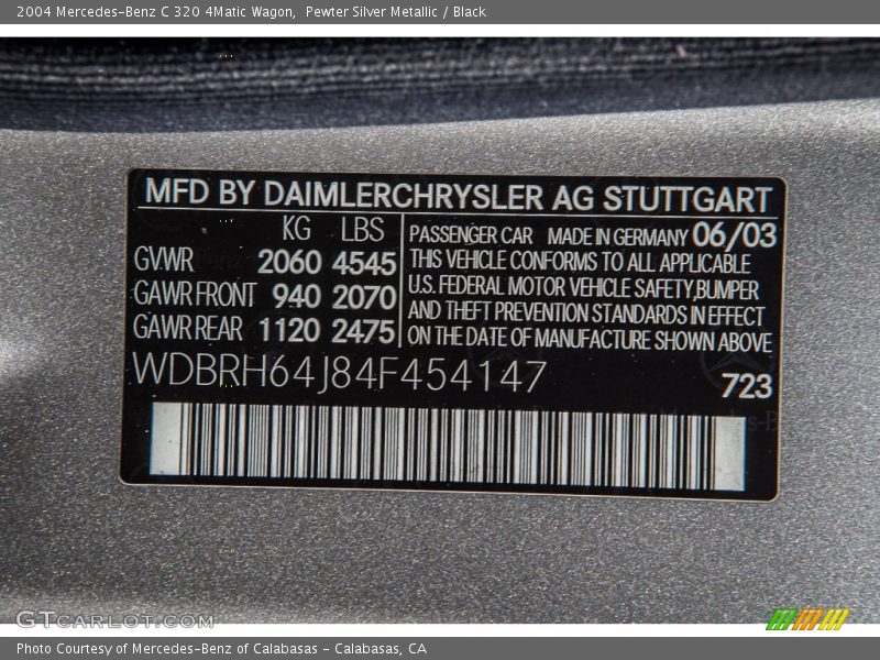 Pewter Silver Metallic / Black 2004 Mercedes-Benz C 320 4Matic Wagon
