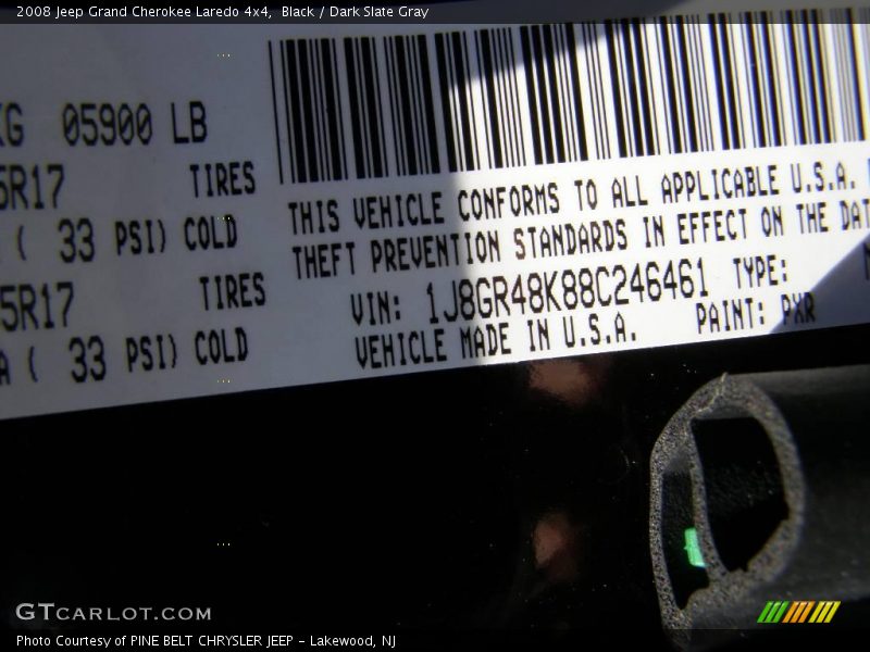 Black / Dark Slate Gray 2008 Jeep Grand Cherokee Laredo 4x4