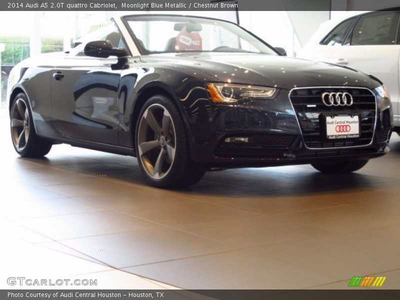 Moonlight Blue Metallic / Chestnut Brown 2014 Audi A5 2.0T quattro Cabriolet