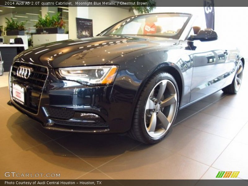 Moonlight Blue Metallic / Chestnut Brown 2014 Audi A5 2.0T quattro Cabriolet