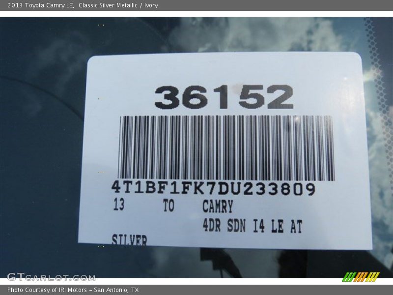 Classic Silver Metallic / Ivory 2013 Toyota Camry LE