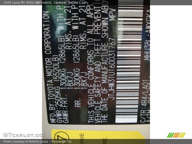 Savannah Metallic / Ivory 2006 Lexus RX 400h AWD Hybrid