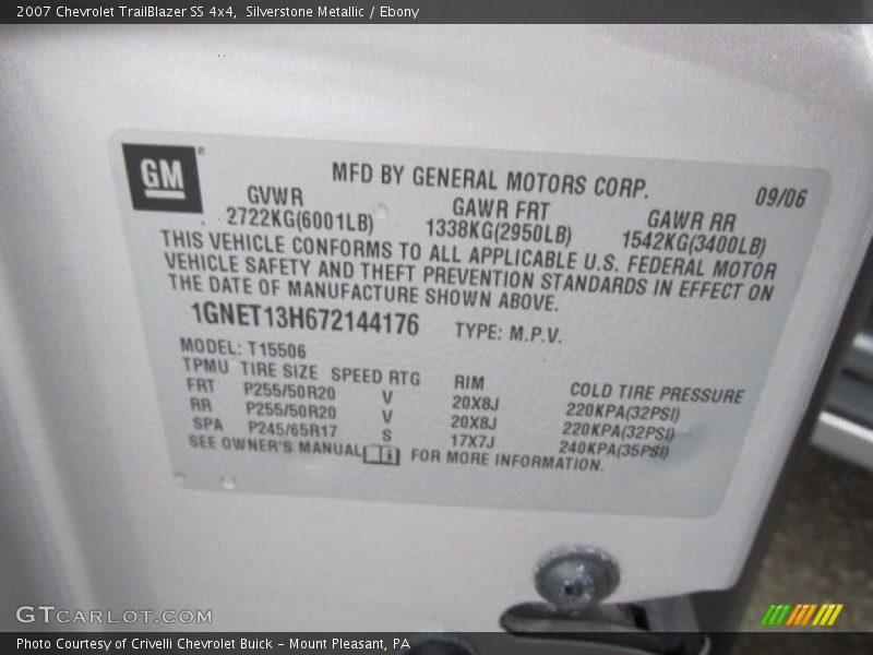 Silverstone Metallic / Ebony 2007 Chevrolet TrailBlazer SS 4x4