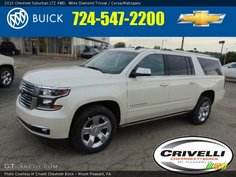 White Diamond Tricoat / Cocoa/Mahogany 2015 Chevrolet Suburban LTZ 4WD
