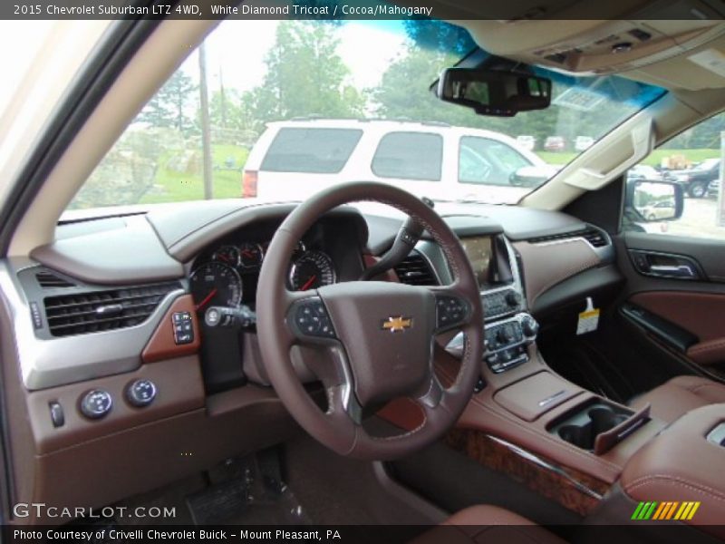 White Diamond Tricoat / Cocoa/Mahogany 2015 Chevrolet Suburban LTZ 4WD