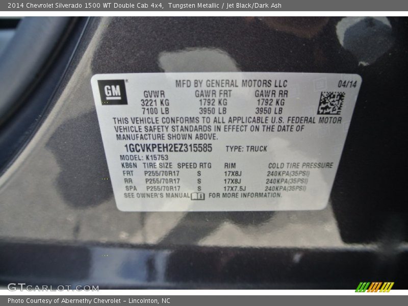 Tungsten Metallic / Jet Black/Dark Ash 2014 Chevrolet Silverado 1500 WT Double Cab 4x4