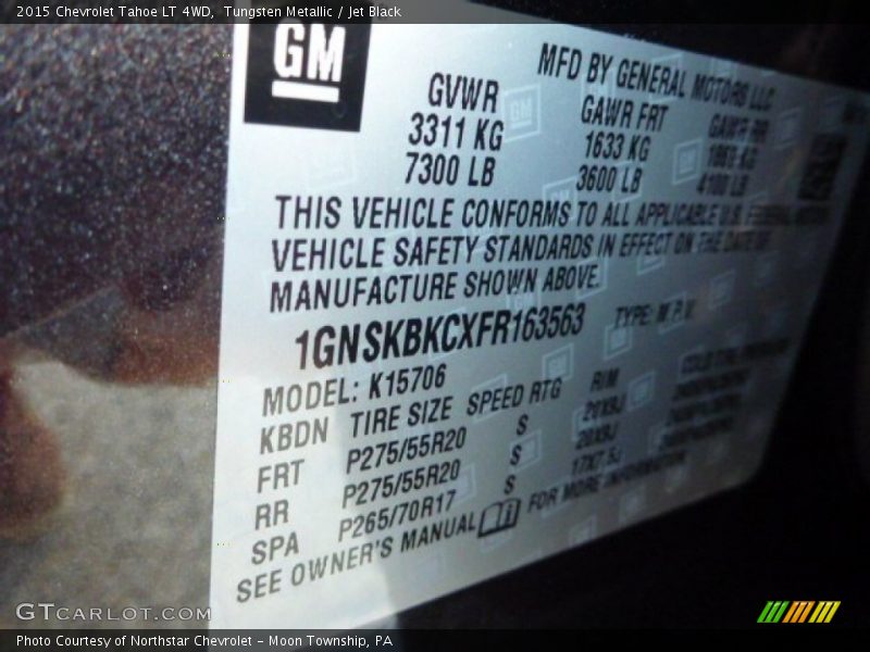 Tungsten Metallic / Jet Black 2015 Chevrolet Tahoe LT 4WD