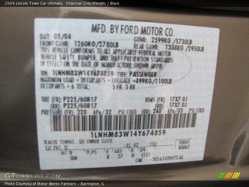 Charcoal Grey Metallic / Black 2004 Lincoln Town Car Ultimate