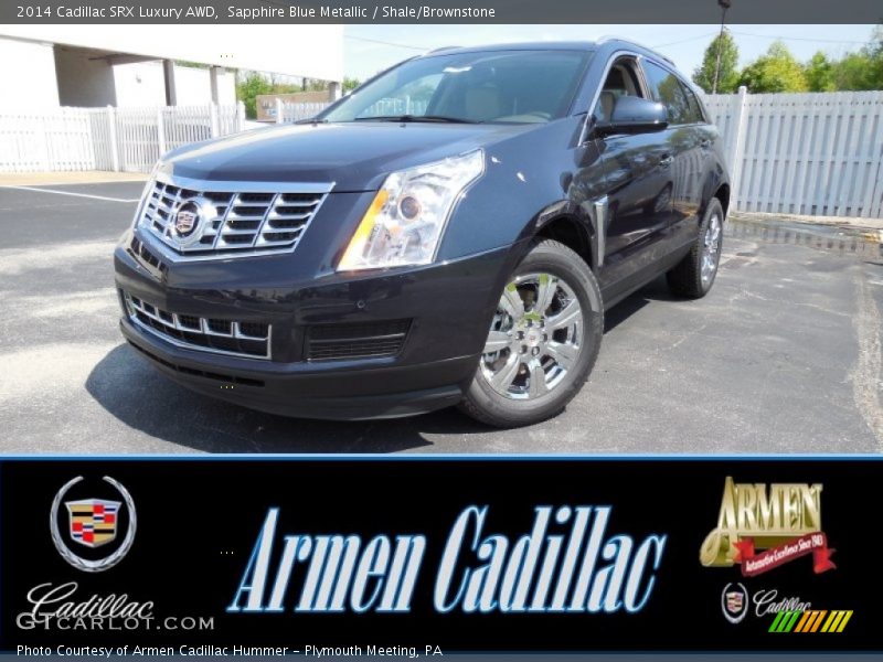 Sapphire Blue Metallic / Shale/Brownstone 2014 Cadillac SRX Luxury AWD