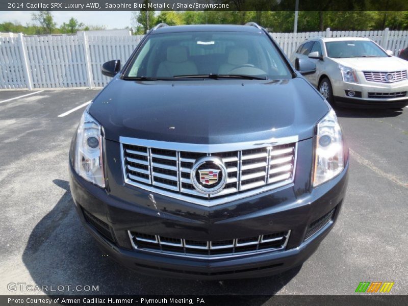 Sapphire Blue Metallic / Shale/Brownstone 2014 Cadillac SRX Luxury AWD