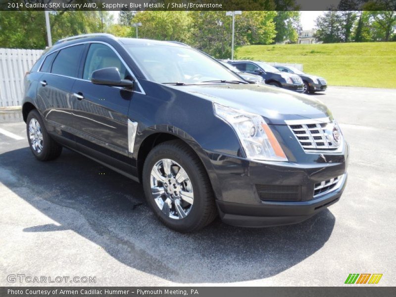 Sapphire Blue Metallic / Shale/Brownstone 2014 Cadillac SRX Luxury AWD