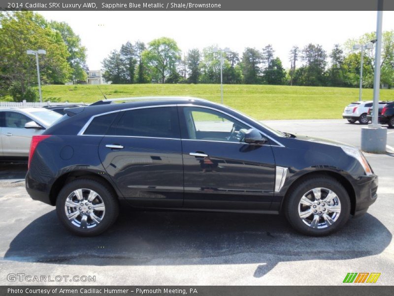 Sapphire Blue Metallic / Shale/Brownstone 2014 Cadillac SRX Luxury AWD