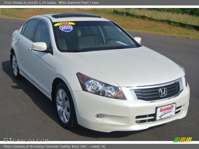 White Diamond Pearl / Ivory 2010 Honda Accord EX-L V6 Sedan