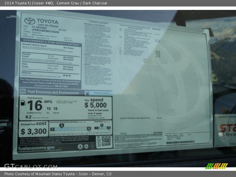 Cement Gray / Dark Charcoal 2014 Toyota FJ Cruiser 4WD