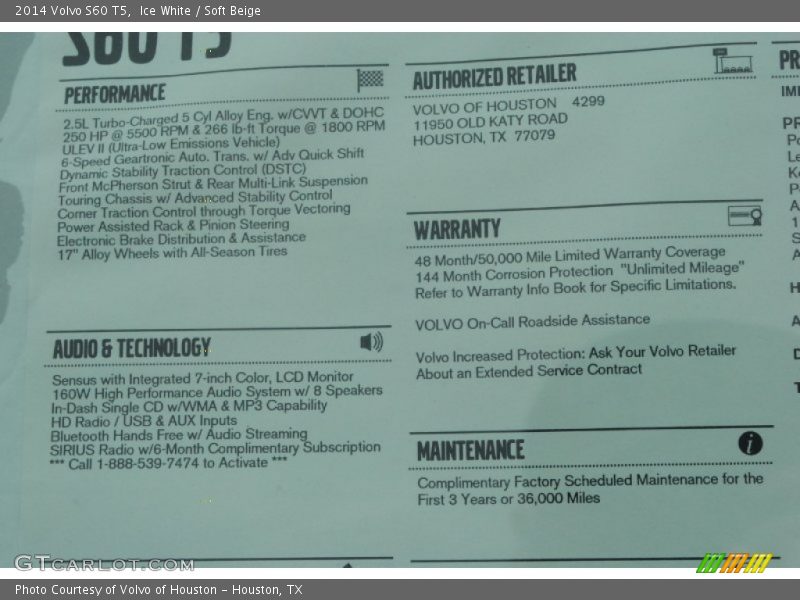 Ice White / Soft Beige 2014 Volvo S60 T5