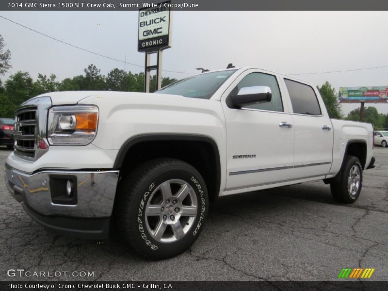 Summit White / Cocoa/Dune 2014 GMC Sierra 1500 SLT Crew Cab