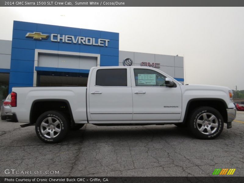 Summit White / Cocoa/Dune 2014 GMC Sierra 1500 SLT Crew Cab