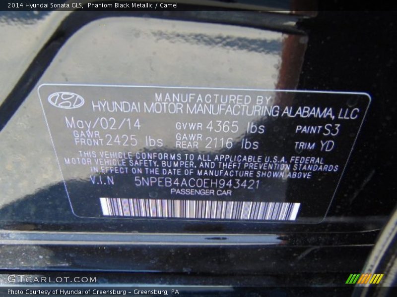 Phantom Black Metallic / Camel 2014 Hyundai Sonata GLS