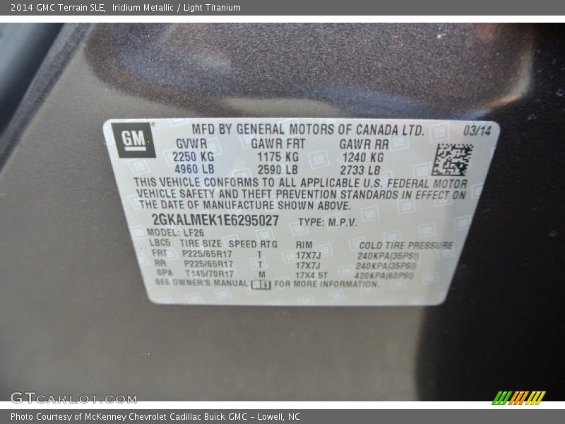 Iridium Metallic / Light Titanium 2014 GMC Terrain SLE