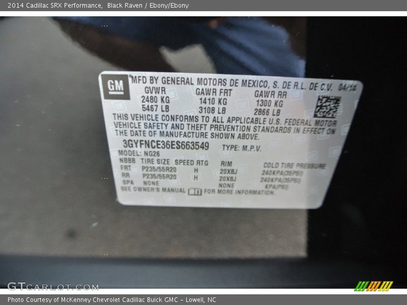 Black Raven / Ebony/Ebony 2014 Cadillac SRX Performance