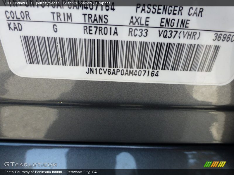 Graphite Shadow / Graphite 2010 Infiniti G 37 Journey Sedan