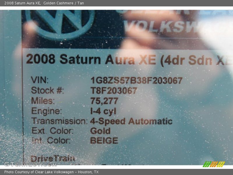 Golden Cashmere / Tan 2008 Saturn Aura XE