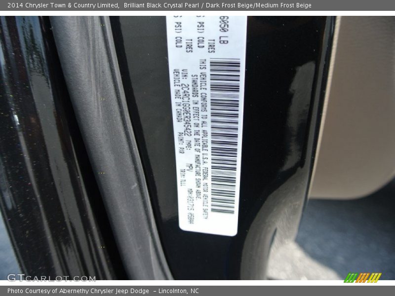Brilliant Black Crystal Pearl / Dark Frost Beige/Medium Frost Beige 2014 Chrysler Town & Country Limited