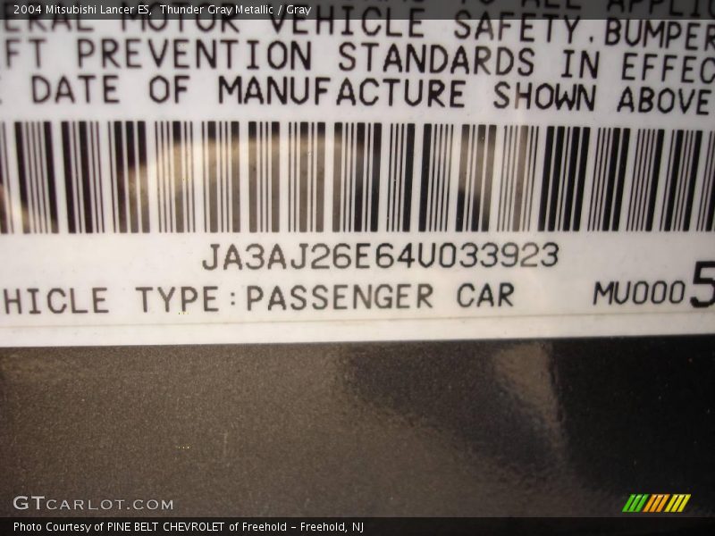 Thunder Gray Metallic / Gray 2004 Mitsubishi Lancer ES
