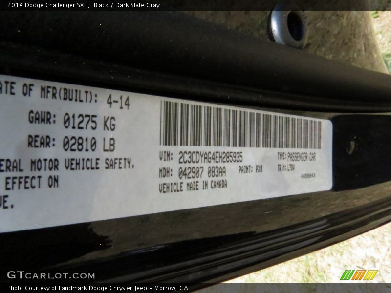 Black / Dark Slate Gray 2014 Dodge Challenger SXT