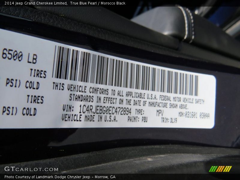 True Blue Pearl / Morocco Black 2014 Jeep Grand Cherokee Limited