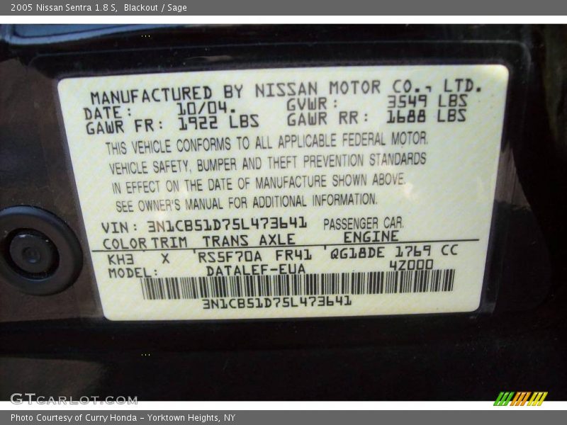 Blackout / Sage 2005 Nissan Sentra 1.8 S