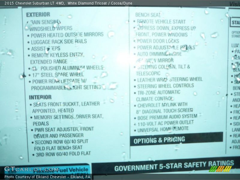 White Diamond Tricoat / Cocoa/Dune 2015 Chevrolet Suburban LT 4WD