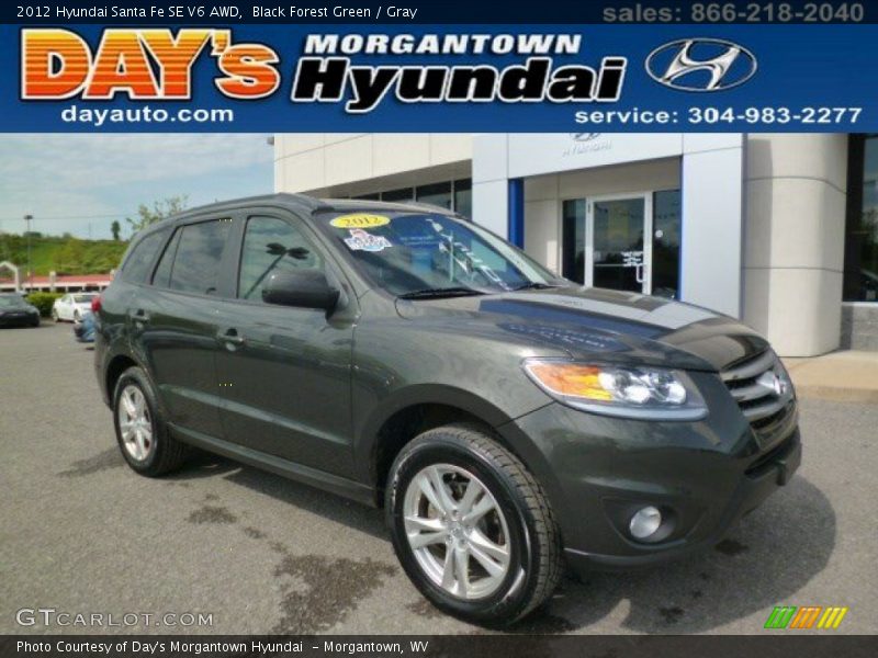 Black Forest Green / Gray 2012 Hyundai Santa Fe SE V6 AWD
