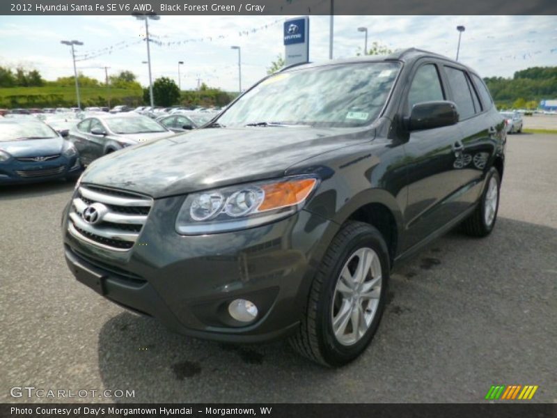 Black Forest Green / Gray 2012 Hyundai Santa Fe SE V6 AWD