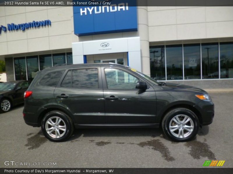 Black Forest Green / Gray 2012 Hyundai Santa Fe SE V6 AWD