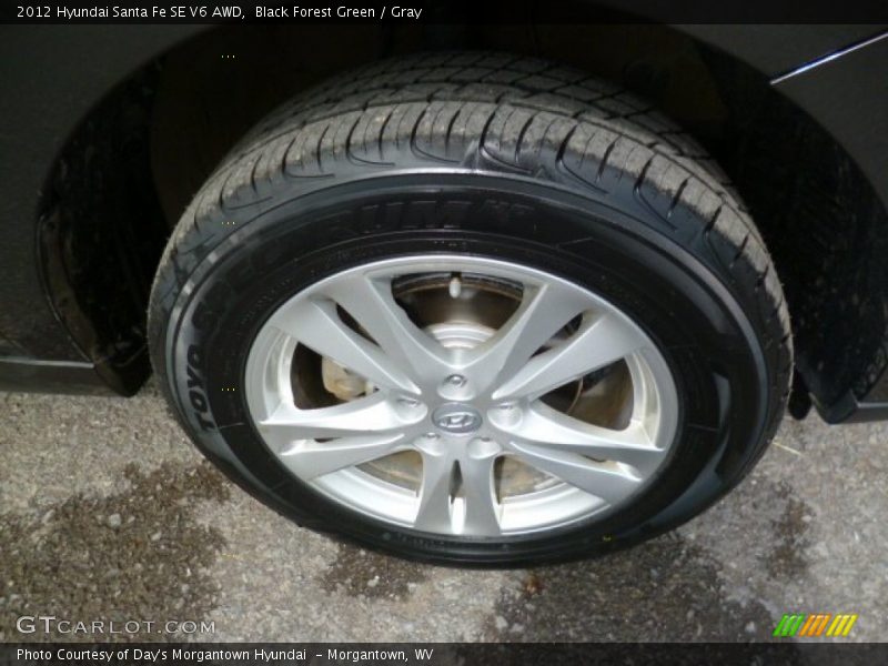 Black Forest Green / Gray 2012 Hyundai Santa Fe SE V6 AWD