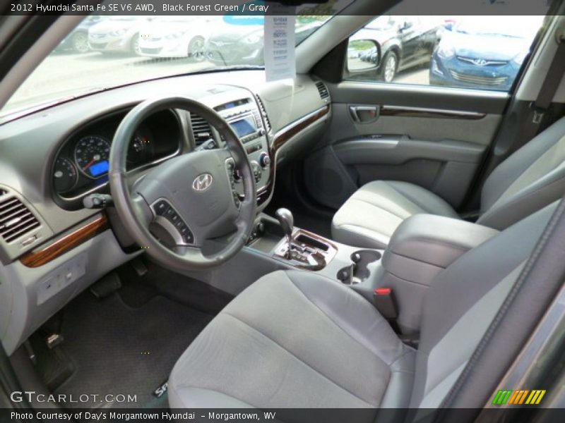 Black Forest Green / Gray 2012 Hyundai Santa Fe SE V6 AWD