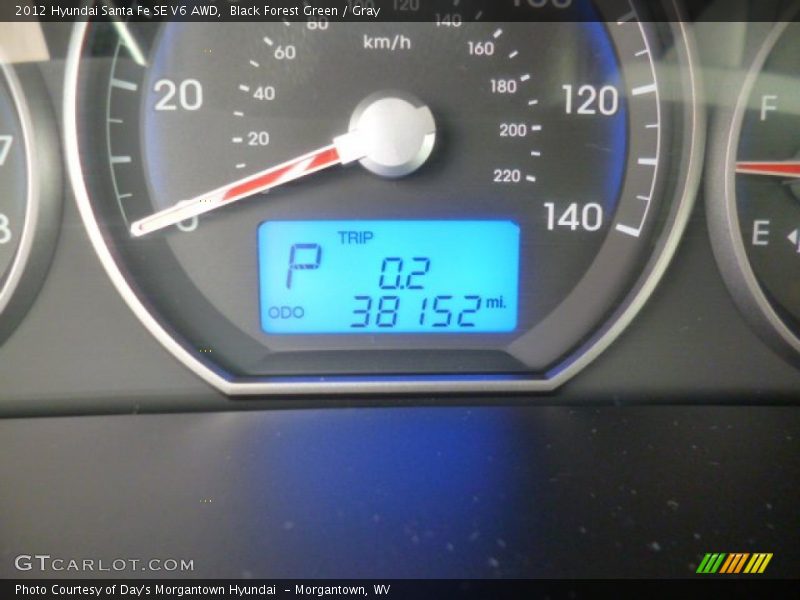 Black Forest Green / Gray 2012 Hyundai Santa Fe SE V6 AWD