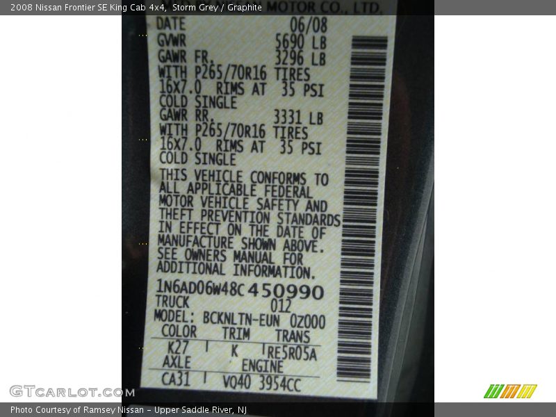 Storm Grey / Graphite 2008 Nissan Frontier SE King Cab 4x4