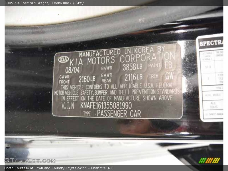 Ebony Black / Gray 2005 Kia Spectra 5 Wagon